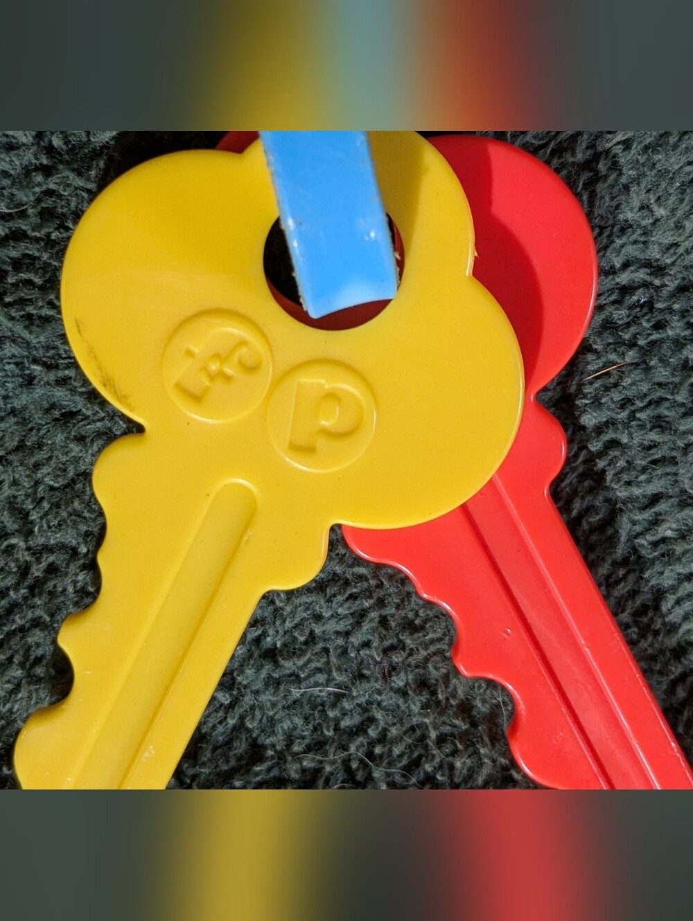 Vintage 1980s Fisher-Price Infant Toy Keys Pair Yellow & Red